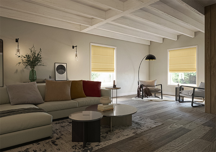 Akoya Faux Silk, Lustre Old Gold - Motorised Roman Blind - Image 6